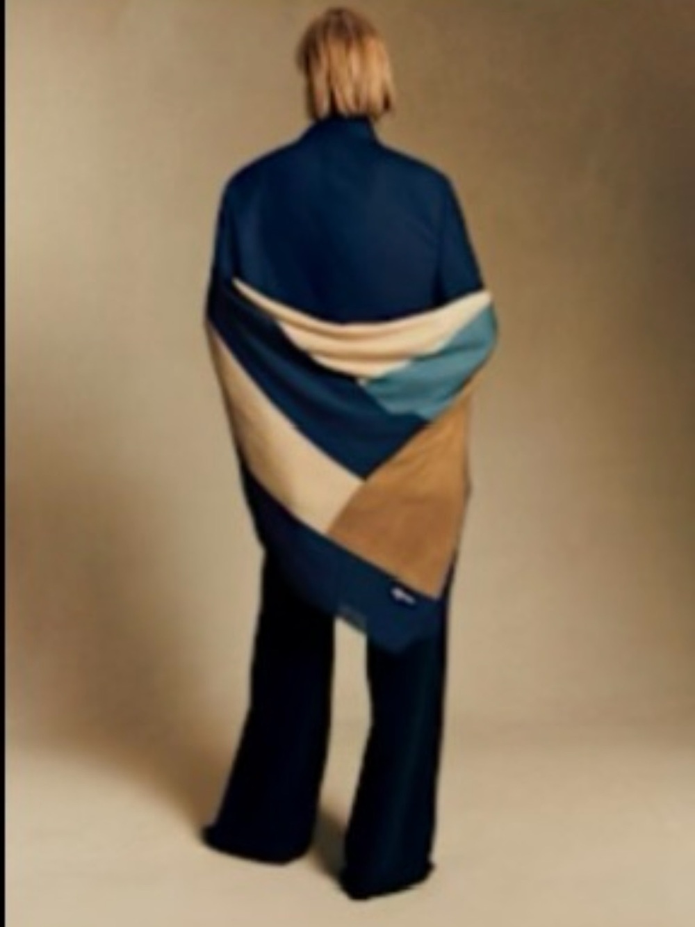 Sézane Nwt Pio Blue Colorblock Stole - 💯 % Wool! Sold Out at Sézane 🇫🇷!!